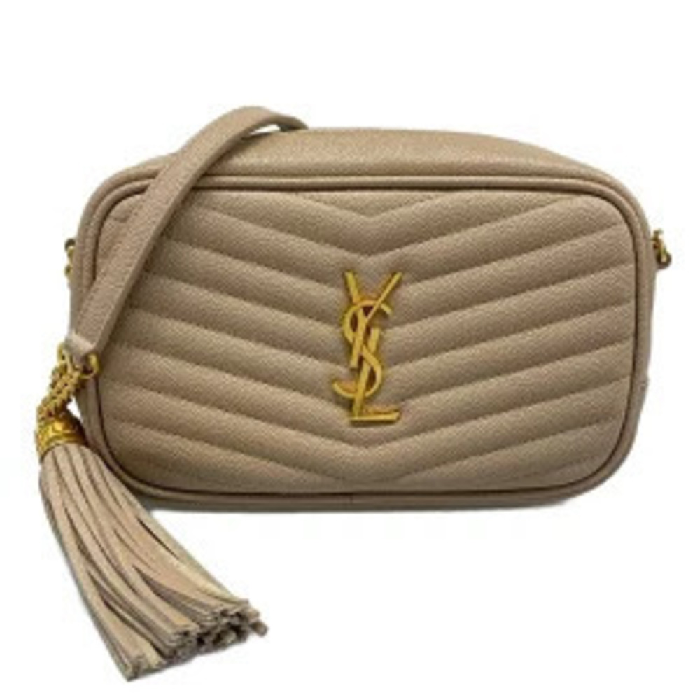 SAINT LAURENT PARIS Lou Bag Shoulder Chain Pink Beige Cream Leather
